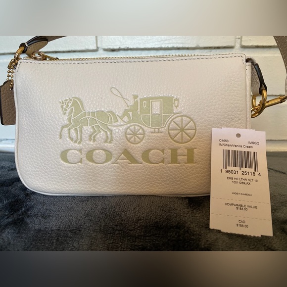 NEW COACH Nikita 19 With Horse And Carriage GOLD/CHALK/VANILLA CREAM C4653 - Picture 3 of 4